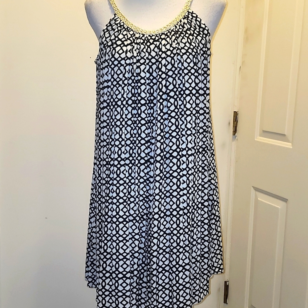 Nina Leonard Dress Black and White Mini